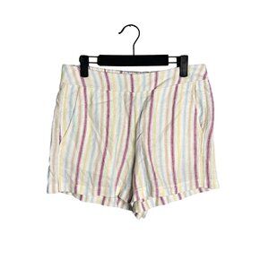 GAP Women's Linen Rayon Striped Pull On Shorts Pockets Breathable‎ Lightweight M